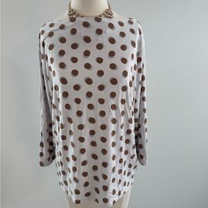 Ann Taylor Factory Cream and Brown Boxy Blouse